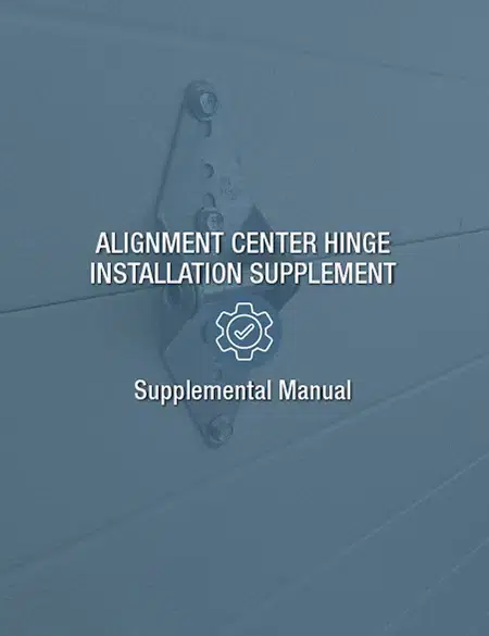 Clopay coachman garage door, alignaent Center Hinge Installation Supplement